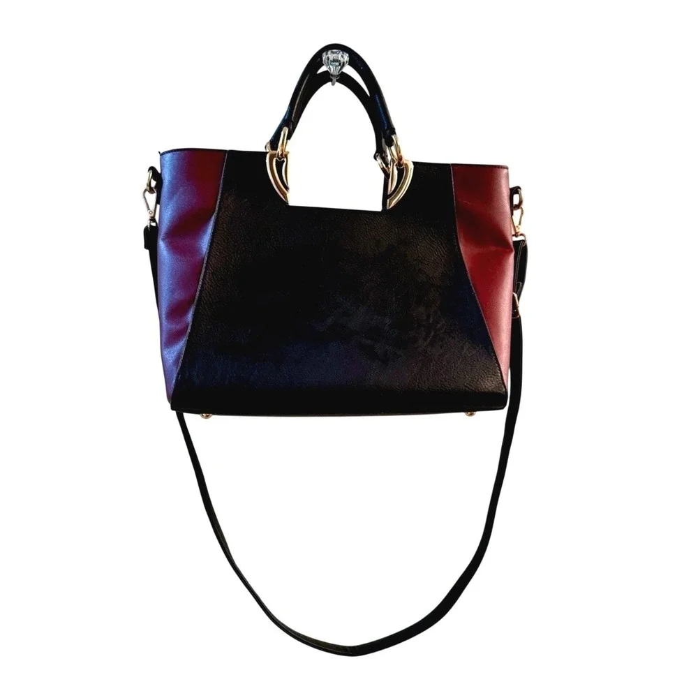 Dasein Colorblock Satchel Handbag Crossbody Zipper Adjustable Strap Professional